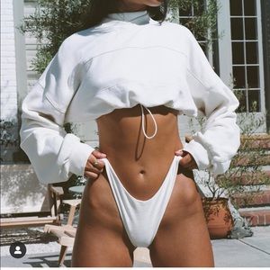 Joah brown cropped gray sweatshirt